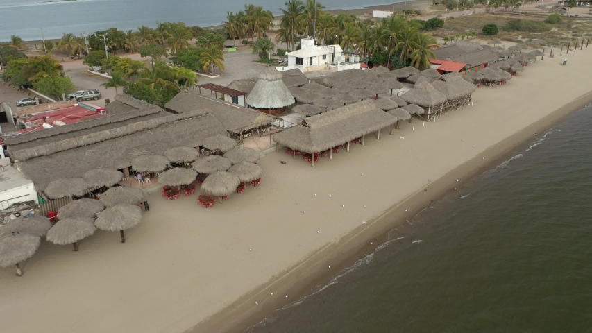 Aerial drone video of the beautiful beach of Maviri, Sinaloa, Mexico