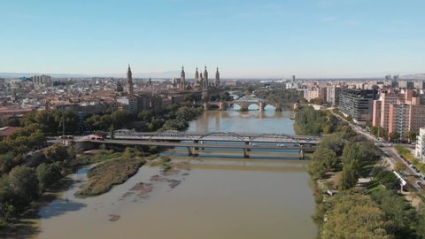 Zaragoza Spain aerial panoramic drone