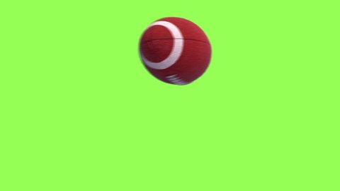 American football kick Throw in Motion on Green Screen. Looped American football  3d Animation Ball luma key black-white alpha