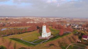 Flying above and arround the old orthodox church in Zaslavl, Belarus
