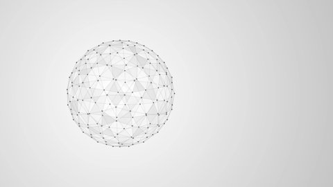 The polygonal ball is transformed, distorted. Display lines, points, edges, faces. Black and white background.4K. The motion design. A looped roller.