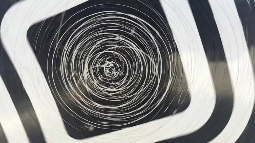 Minimalist illustration of a spiral of concentric black lines on a