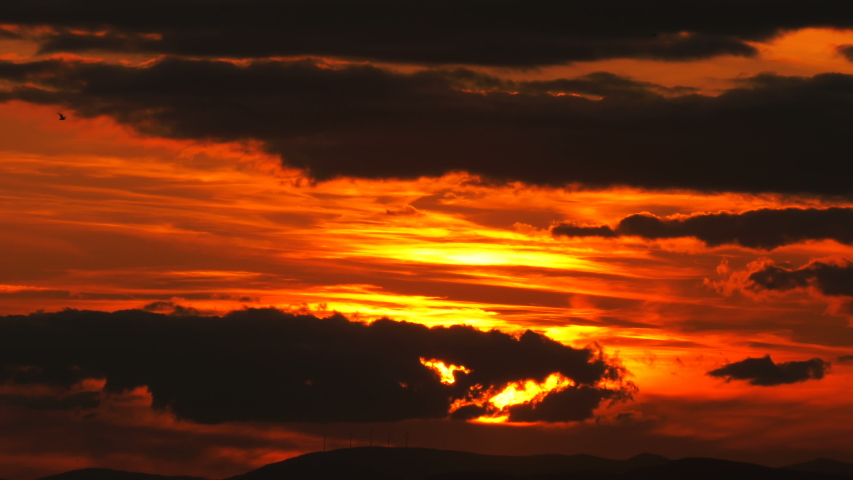 Orange Sunset with clouds and trees in Oklahoma image - Free stock ...