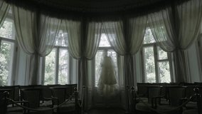 Large vintage windows on which the dress hangs - Powered by Shutterstock - Get 15% off with code: PIKWIZARD15