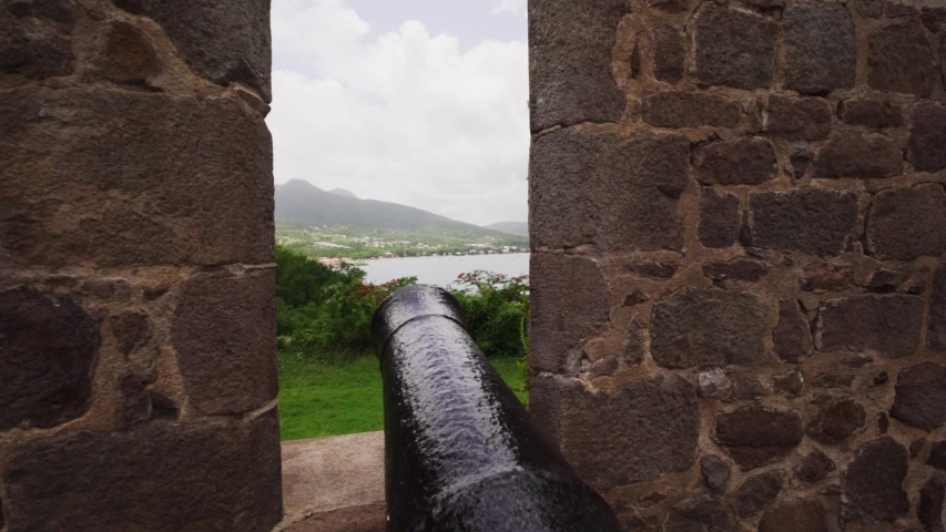 Cannon pointing towards the sea in Fort Shirley, Push out through the Cannon hole.