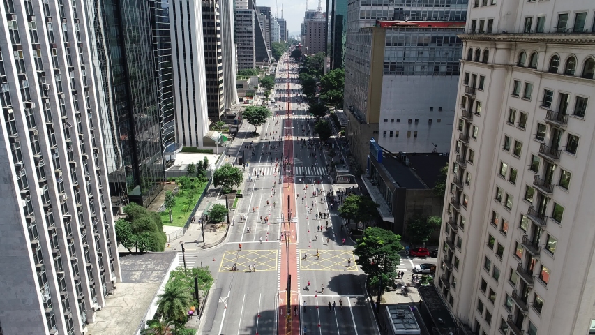 Aerial view of Avenida Paulista (Paulista avenue) in Sao Paulo city, Brazil.