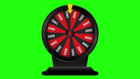 Realistic spinning fortune wheel animation, Casino online, lucky roulette.isolated on green background. 4K video