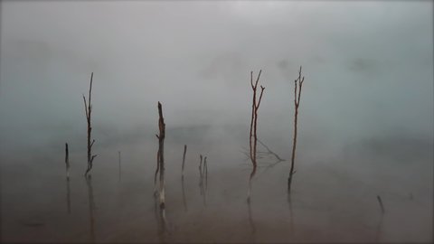 Steam coming off a geothermal lake