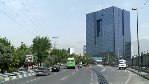 TEHRAN, IRAN- MAY 2012: The central bank of Iran's building. The Central bank is in charge of laying and implementing monetary and credit policies of the country.