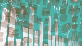 Animation of aerial view of moving green 3d architectural drawing of buildings in a city with graphs and data processing - Powered by Shutterstock - Get 15% off with code: PIKWIZARD15