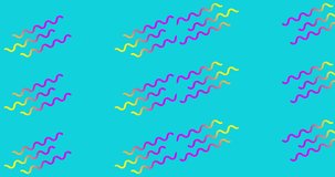 abstract background with pop striped elements. Colored animated swirls zigzag elements on a background, backdrop for teenager animations and pop-cultures. 