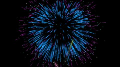 Realistic Colorful Fireworks Explosion On Black Background Animation With Alpha Matte