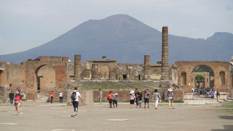 POMPEII, ITALY - 29TH APRIL 2018: Exterior of the temple of Jupiter in the Pompeii, Italy, Europe.