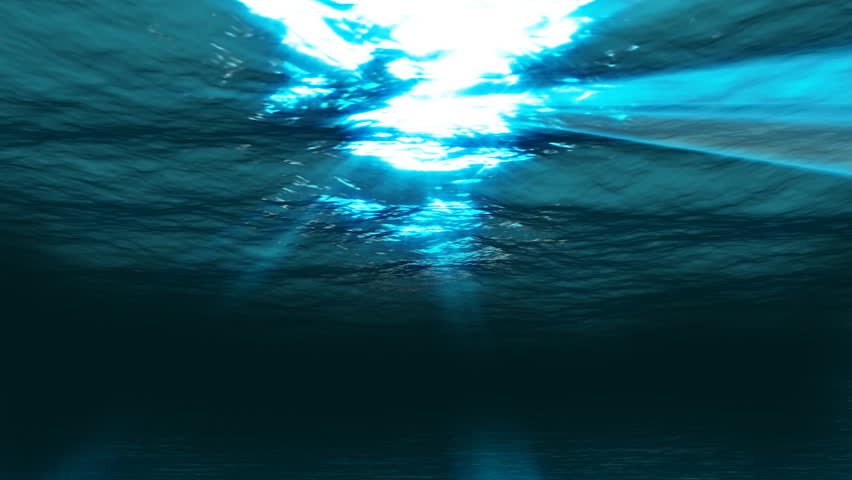 Underwater HD  seamless LOOP, sea surface with sunbeam shining through , check