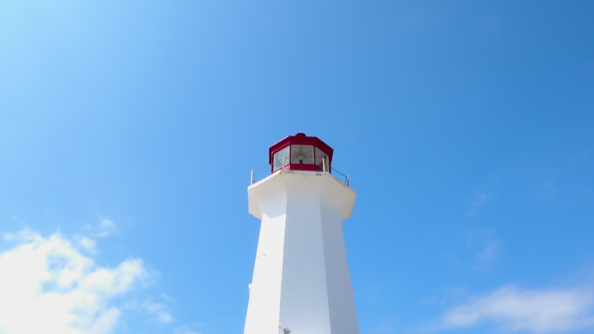 4K Nature Beautiful White Lighthouse On Blue Sky