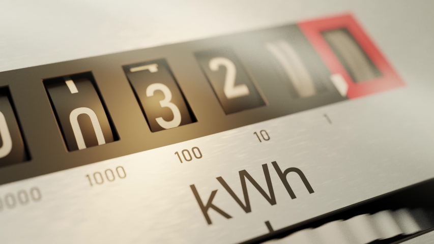 Animation of electricity meter and power consumption. Royalty-Free Stock Footage #1040357630