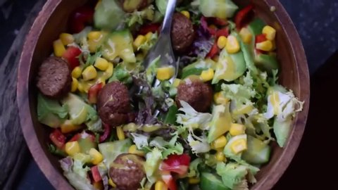 plate of salad, preparing healthy food