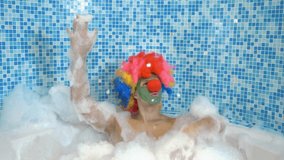Cute clown man in the bath with copious foam. humorous concept. - Powered by Shutterstock - Get 15% off with code: PIKWIZARD15