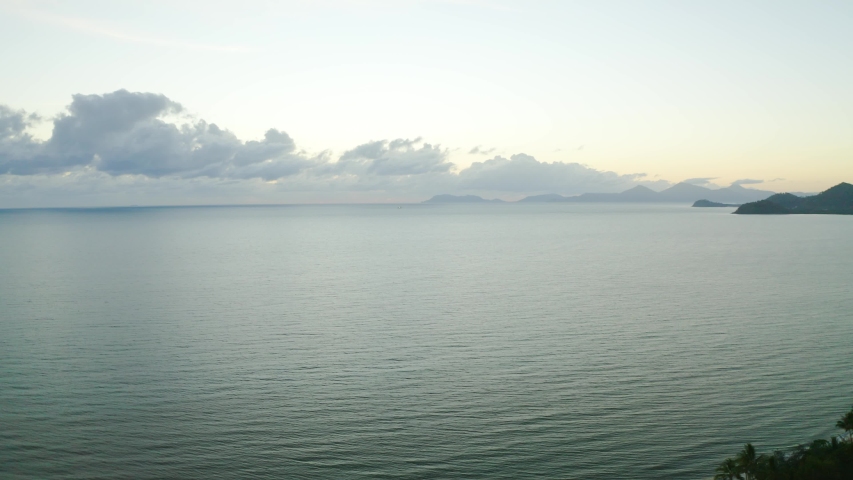Aerial view on ocean coast near Palm Cove early in the morning before sunrise in Cairns, Queensland, Australia