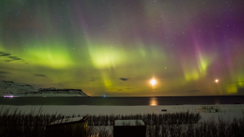 Series of Beautiful Northern Lights or better known as Aurora Borealis time lapse view in 4K