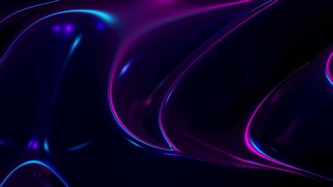 4K Loop of Abstract Moving Neon Waves Background. 3D Render of Wavy Surface, Animation Holographic Colors Texture Ripples
