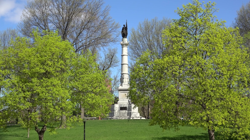 Boston, Massachusetts / USA - APRIL 27, 2019:
Soldiers and Sailors Monument in the Boston Common Park.