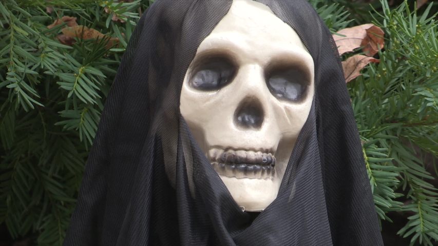 Toronto, Ontario, Canada October 2019 Haunted Halloween house with pirate ship theme with spooky decorations