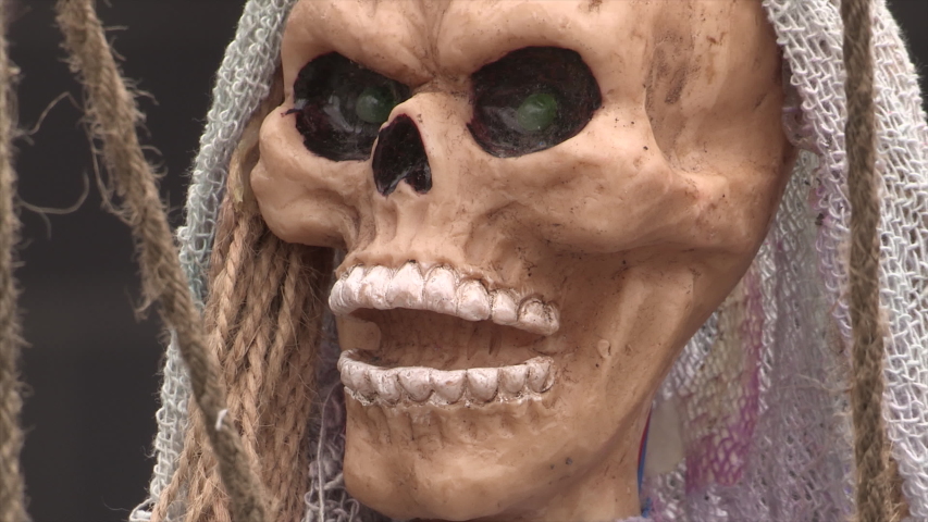 Toronto, Ontario, Canada October 2019 Haunted Halloween house with pirate ship theme with spooky decorations
