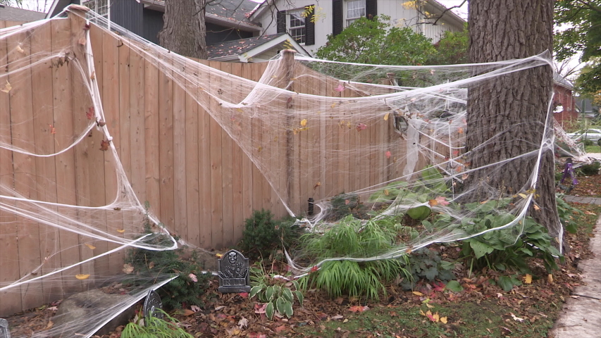 Toronto, Ontario, Canada October 2019 Haunted Halloween house with pirate ship theme with spooky decorations