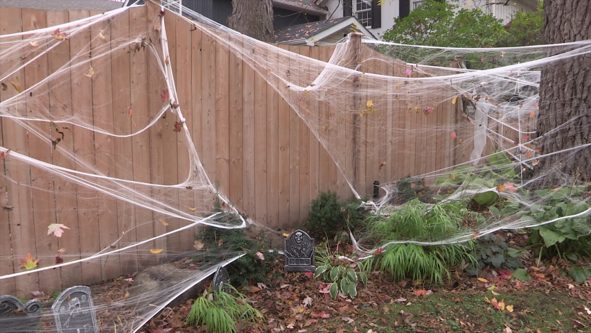 Toronto, Ontario, Canada October 2019 Haunted Halloween house with pirate ship theme with spooky decorations