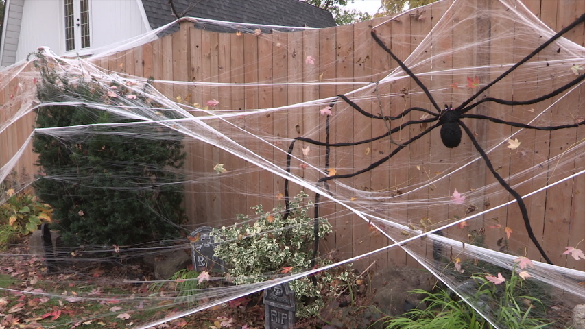 Toronto, Ontario, Canada October 2019 Haunted Halloween house with pirate ship theme with spooky decorations