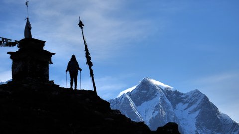 Hiker enjoying the Mount Everest view , Nepal