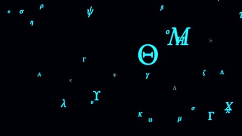 Greek Alphabet Letter Character Symbols Flying at Camera in Space - 4K Seamless Loop Motion Background Animation