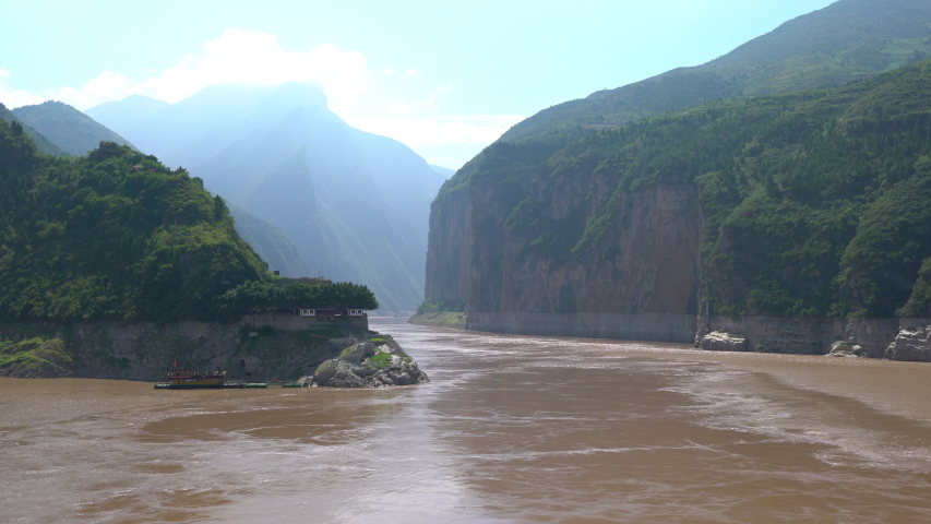 Qutang gorge scenic view the first of the three gorges with Yangtze river view from Baidicheng village in China