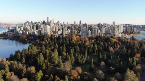 VANCOUVER,CANADA - CIRCA October 2018 :autumn aerial of downtown vancouver