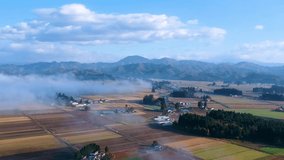Aerial View Beautiful Morning,Akita Japan