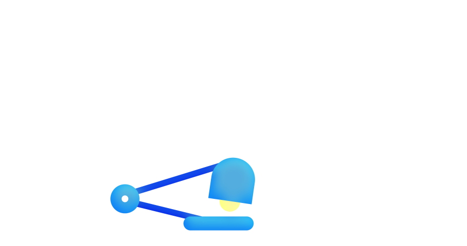 11 different color variations of the animation of a modern table lamp. 2D flat animation isolated on white background with alpha luma matte 4k.