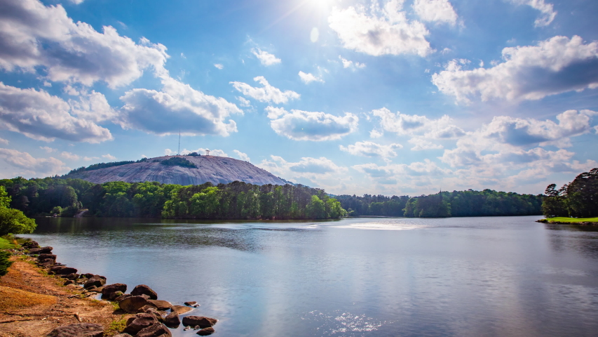 Time Lapse - View of Stone Mountain with Waterfront in Atlanta, Georgia