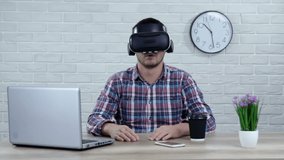 Man using virtual reality glasses 