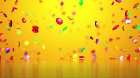 Sweet candies greeting card. Animated video celebration background.