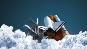 4K. Space Shuttle Takes Off. 3D Animation. Ultra High Definition. Slow Motion. 3840x2160.