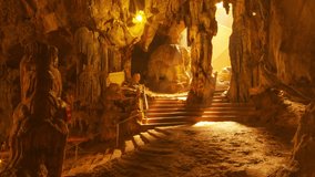 Time lapse video 4k, The Amazing Khao Luang Caves in Phetchaburi Thailand.