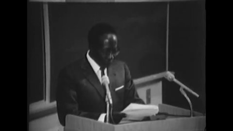 CIRCA 1971 - President Leopold Sedar Senghor of Senegal speaks to a University class and meet with President Reagan at the White House.
