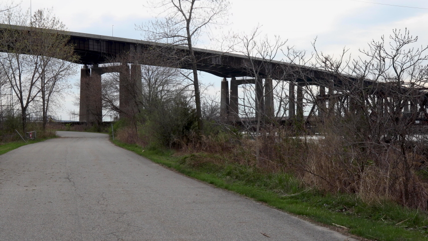 SECAUCUS, NEW JERSEY - APRIL 13, 2019: Laurel Hill Park by the New Jersey Turnpike in Secaucus, NJ