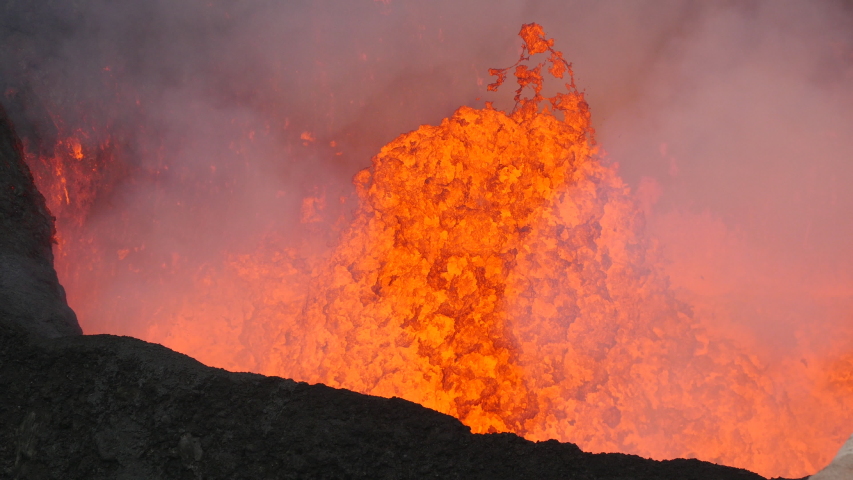 volcano lava lake static shot bubbling Stock Footage Video (100% ...