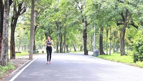
Asian woman stretching warming up and jogging ,Sport concept