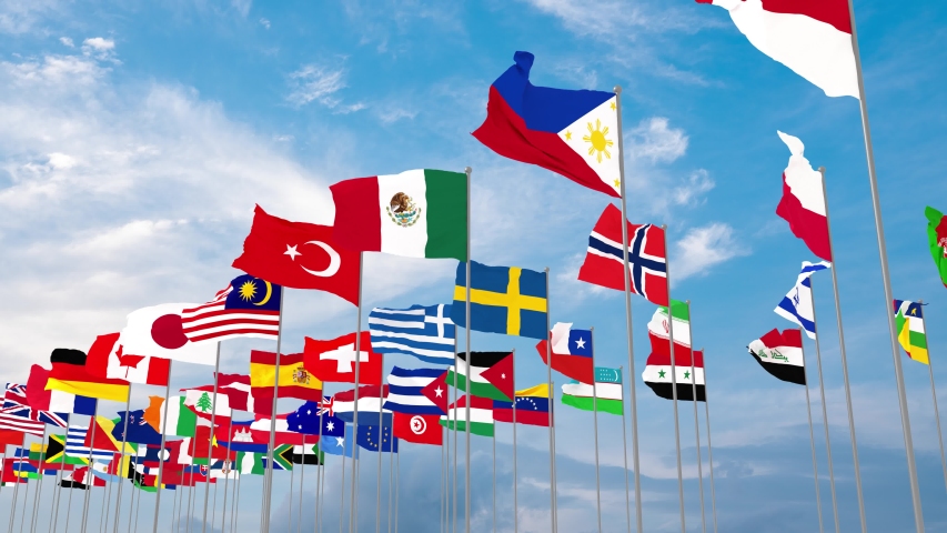 3d illustration flags of the world Royalty-Free Stock Footage #1040509688