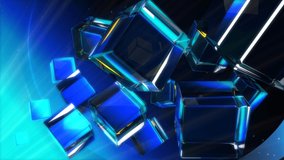 Glass Cubes.This is a stock motion graphic that shows the rotation of glass cubes against a blue background. This animation is looped and suitable for any of your project. - Powered by Shutterstock - Get 15% off with code: PIKWIZARD15