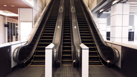 Tokyo, Japan - October 15,2019: An escalator operating inside the building