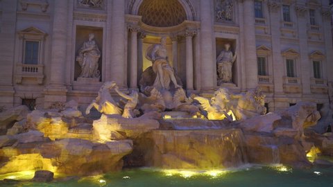 Trevi Fountain (Fontana di Trevi) in Rome, Italy in 4k